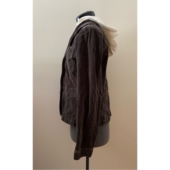 [Nori] Charcoal Corduroy Layered Hoodie Jacket - Picture 2 of 6